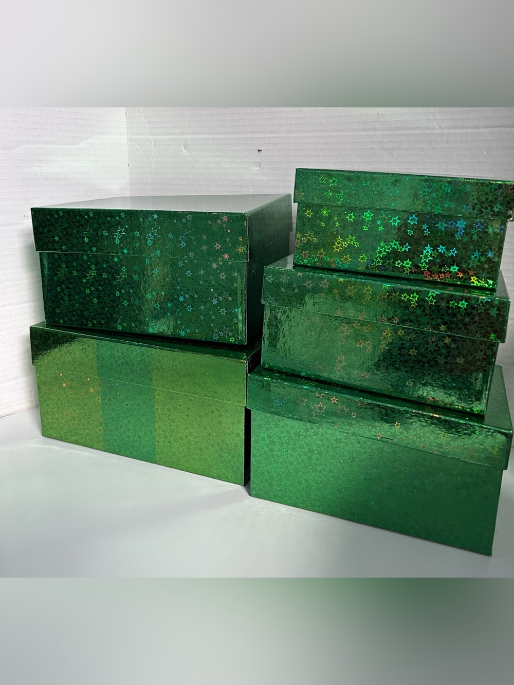 Metallic Green nesting Gift Boxes - 5 Pack
